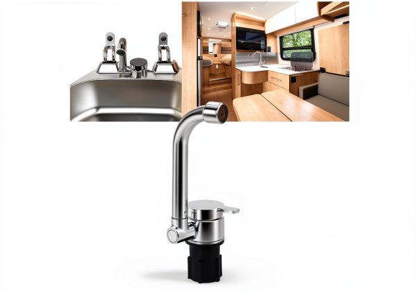 Tissting RV Folding Faucet Brushed 360° Swivel Single Handle-5