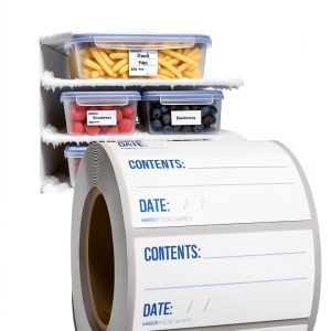 MESS Dissolvable Freezer Labels – 500/Roll Blank Removable Labels for Containers, Food Storage, Bottles, Jars, and Freezer Use (500, 1x2)-0
